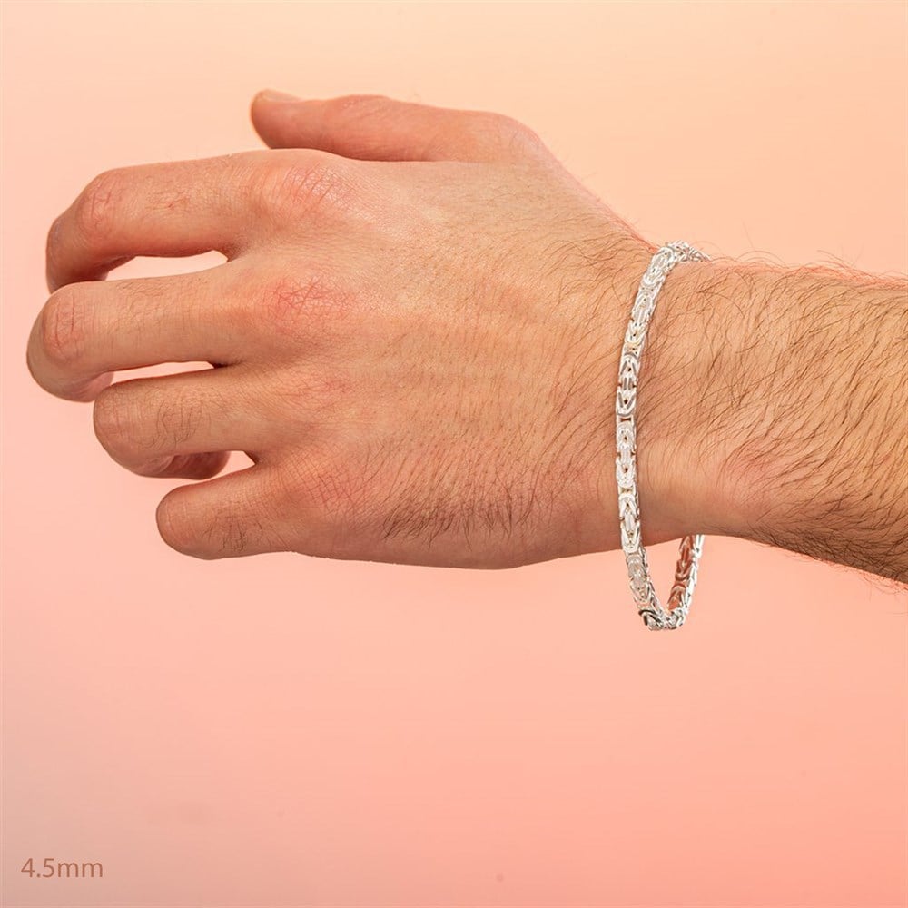 Klasik Kral Beyaz Gümüş Bileklik