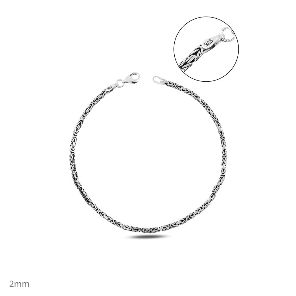 Klasik Kral Kare Zincir Gümüş Bileklik