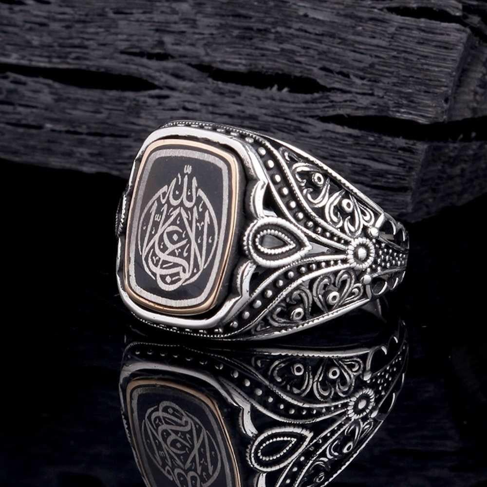 La Galibe İllallah Damla Zirkon Gümüş YüzükLa Galibe İllallah Yüzük