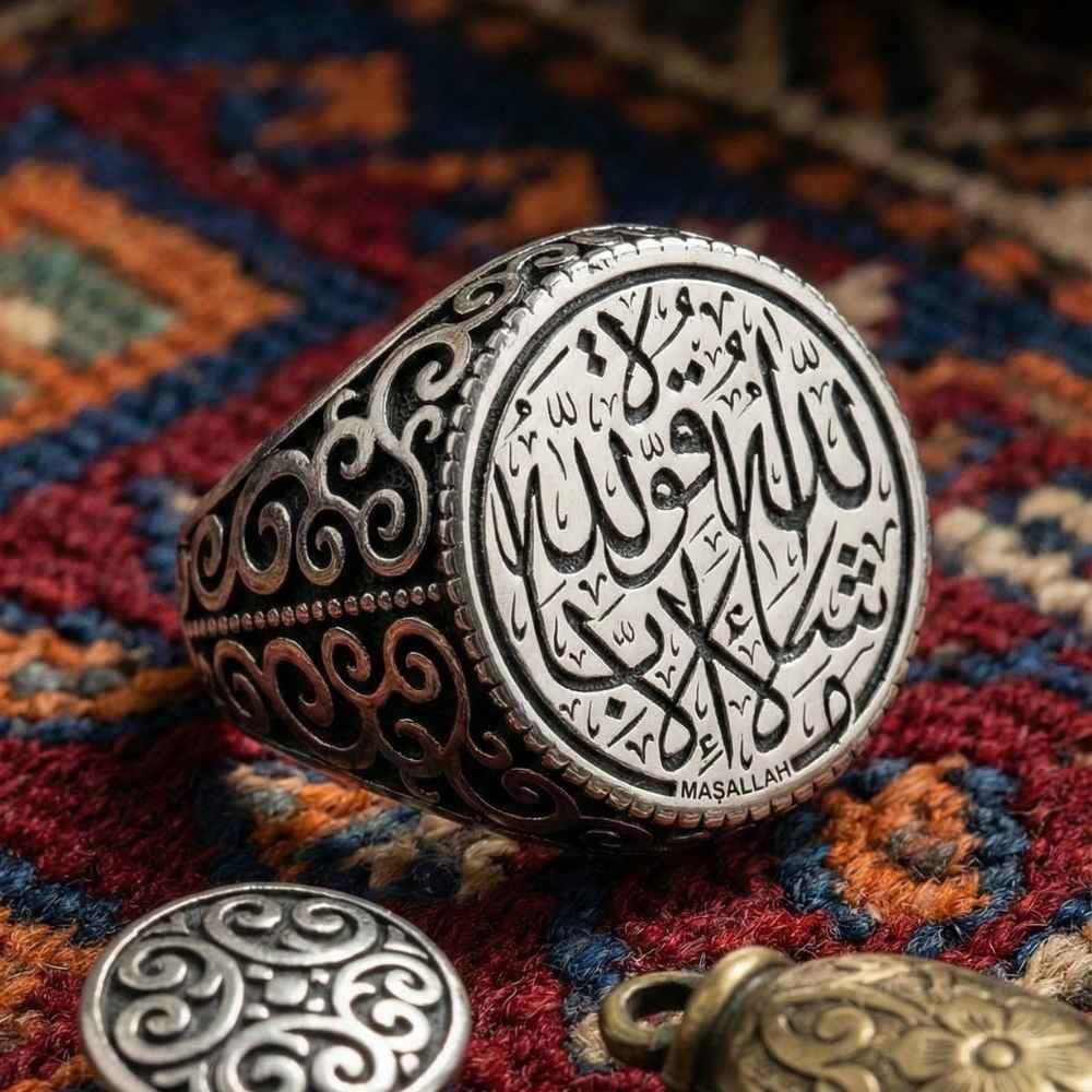 Maşallah Motifi İşlemeli Gümüş Yüzükİslami Yüzükler