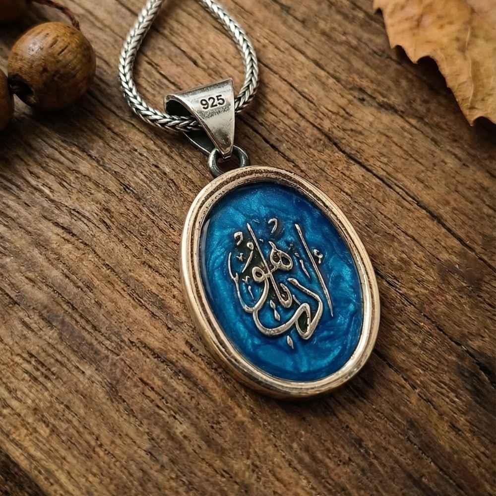 Mavi Mineli Edep Yahu Gümüş Kolye Dualı Kolye