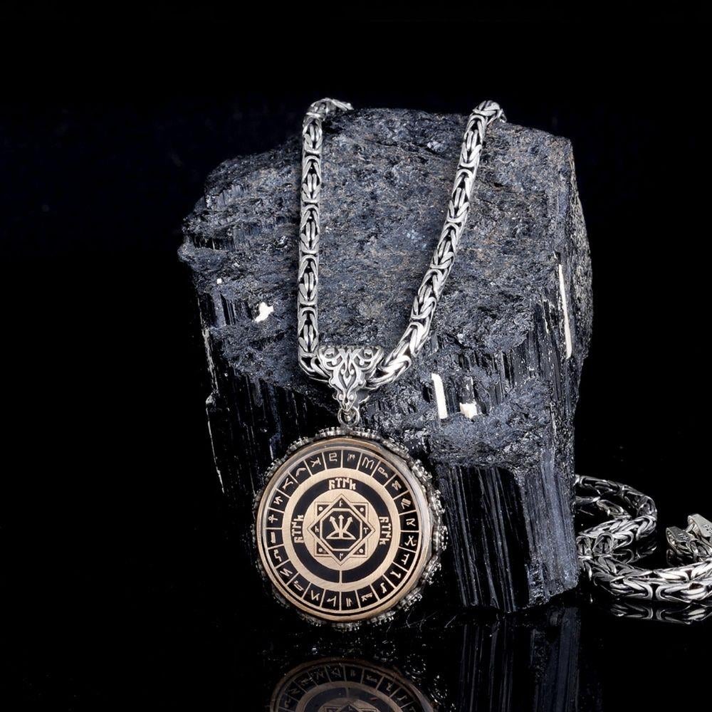 Oğuz Kağan Mührü 24 Oğuz Boyu Gümüş Kolye