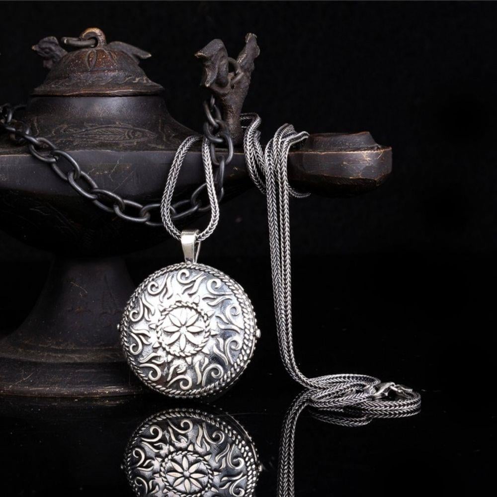 Otantik Oval Açılır Gümüş Muska Kabı Kolye