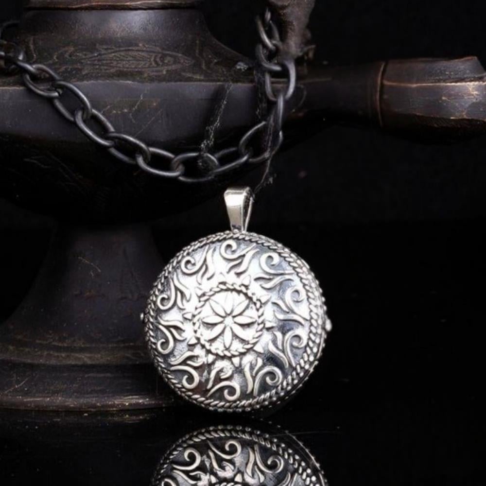 Otantik Oval Açılır Gümüş Muska Kabı Kolye UcuKolye Ucu