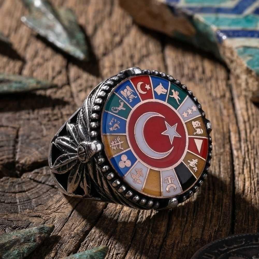 Oval Kasa 16 Türk Devleti Gümüş Yüzük16 Türk Devleti Yüzük
