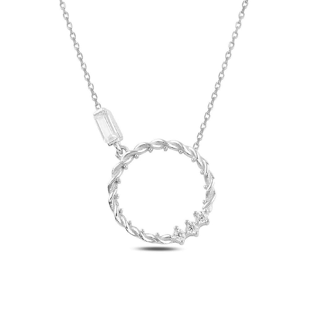 Özel Tasarım Baget Taşlı Gümüş Kolye