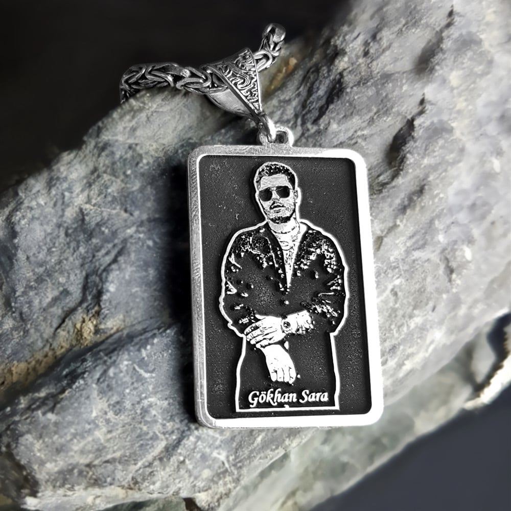 Resim Üzeri İsim Yazılabilir Kişiye Özel Gümüş Kolye