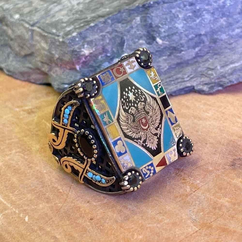 Selçuklu Kartal 16 Türk Devleti Gümüş Erkek Yüzük16 Türk Devleti Yüzük