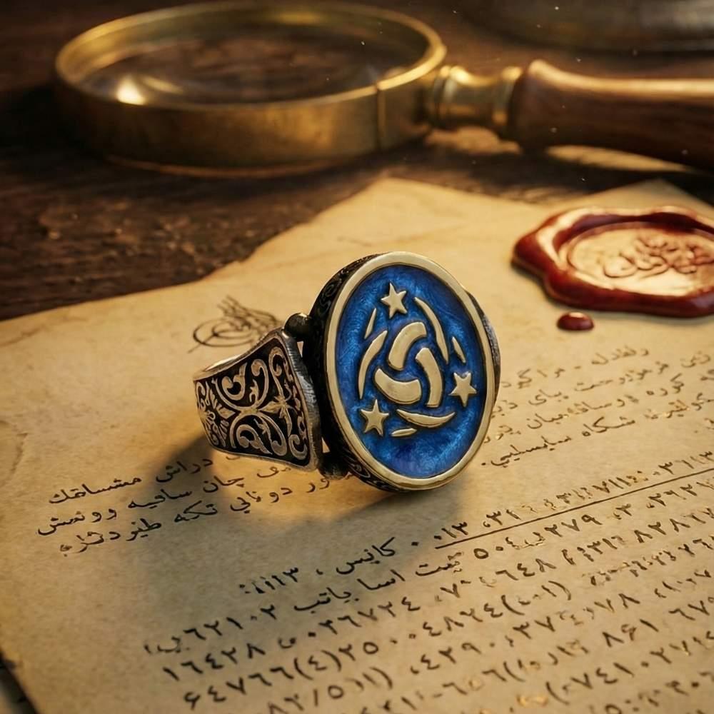 Teşkilat-ı Mahsusa Desenli Mineli Gümüş Erkek YüzükTeşkilat-ı Mahsusa Yüzük