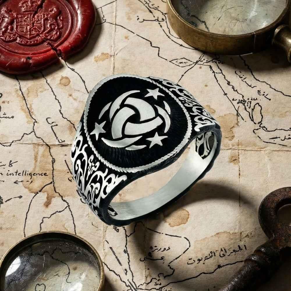 Teşkilat-ı Mahsusa Motifli Oval Gümüş YüzükTeşkilat-ı Mahsusa Yüzük