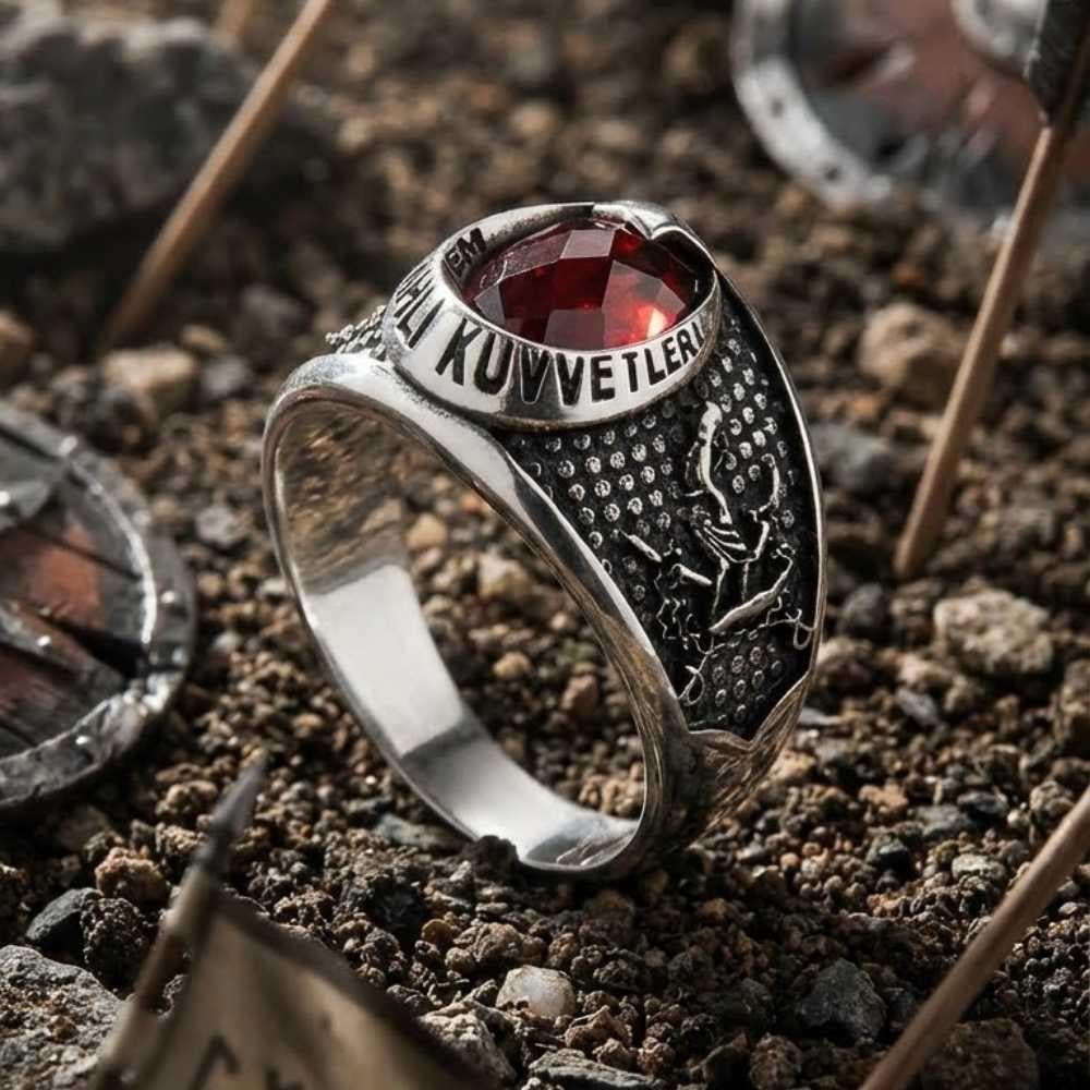 Türk Silahlı Kuvvetleri İşlemeli Gümüş YüzükAsker & Polis Yüzükleri