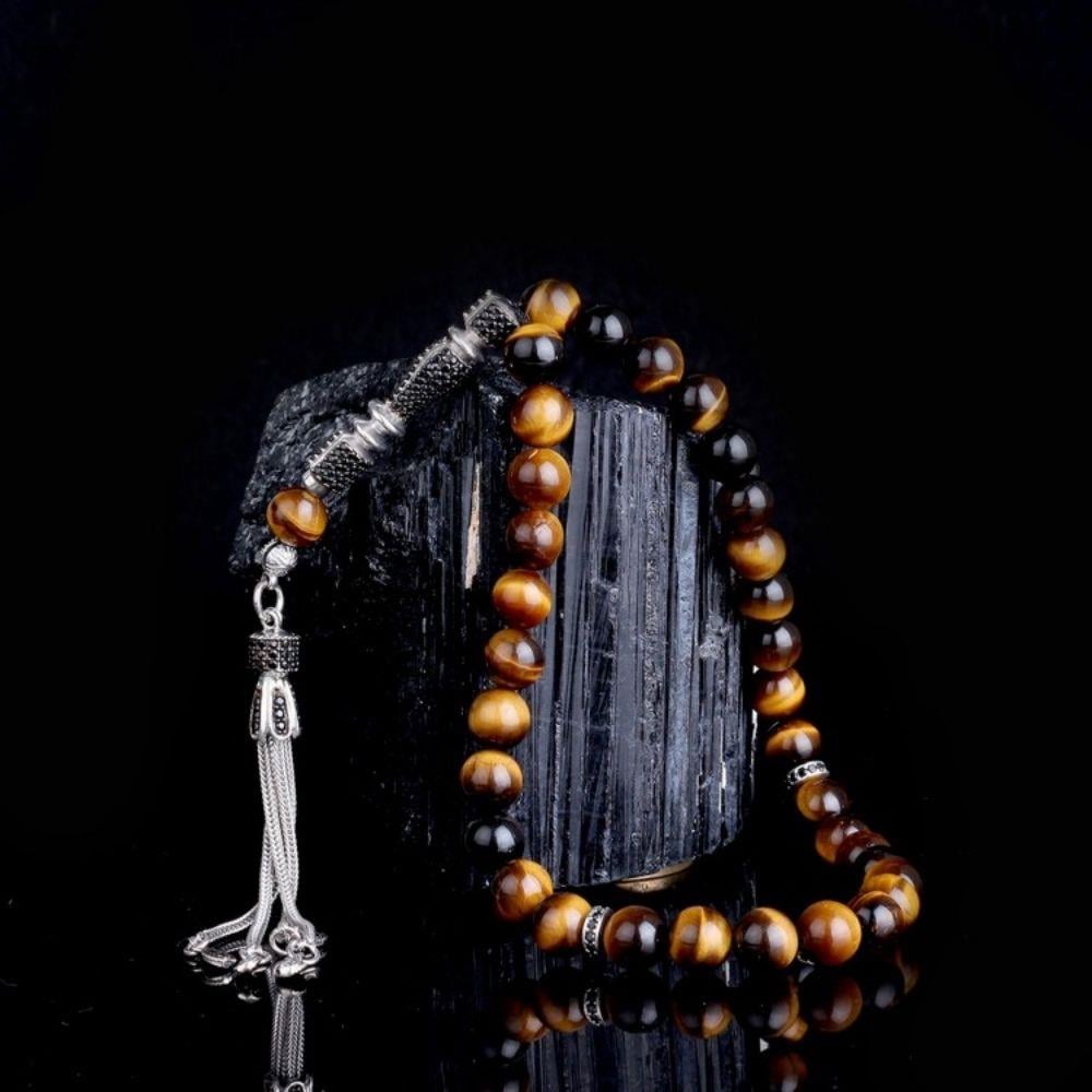 Zirkon Taş Gümüş Püsküllü Kaplangözü Taşı Tesbih