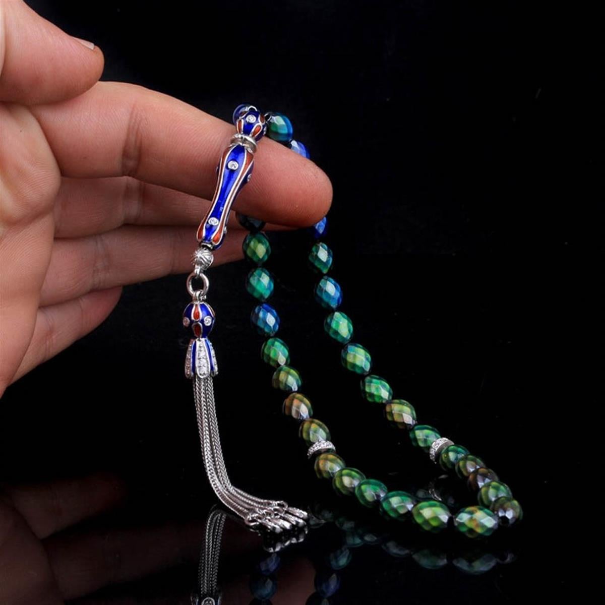 Zirkon Taş Gümüş Set Renk Değiştiren His Taşı Tesbih