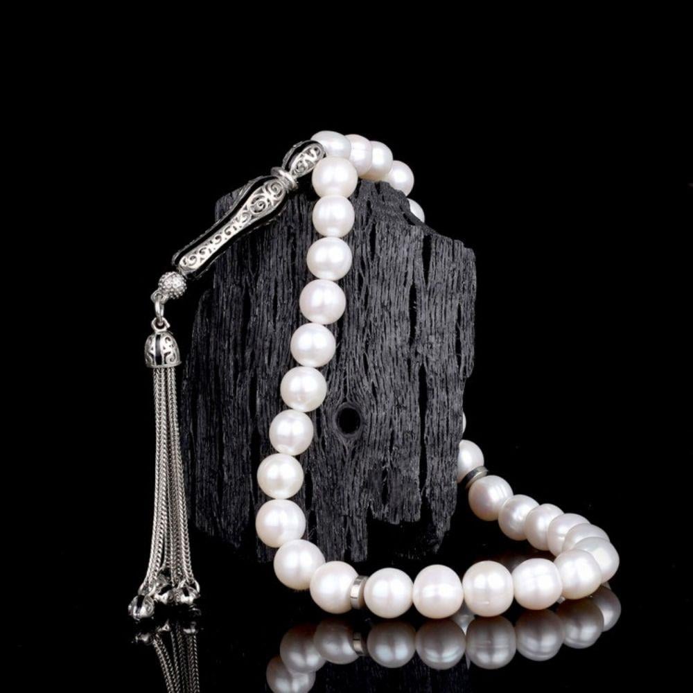 Zirkon Taşlı Gümüş İnci Taşlı Tesbih