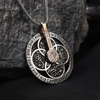 4 Esma İşlemeli İsme Özel Gümüş Şifa Kolyesi