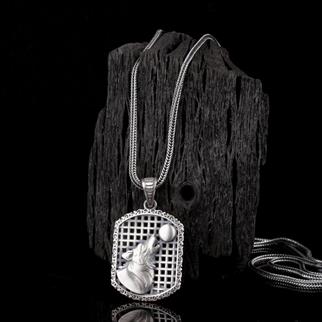 925 Ayar Gümüş Ay Kurt Motifli Unisex KolyeKolye