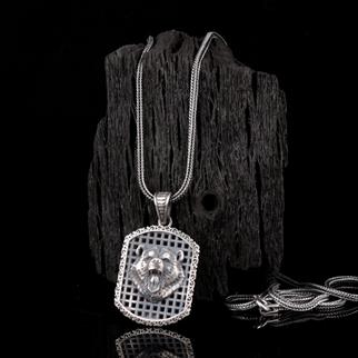 925 Ayar Gümüş Ayı Motifli Unisex KolyeDualı Kolye