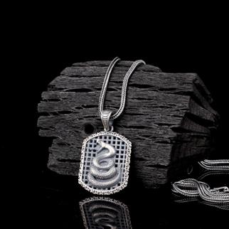 925 Ayar Gümüş Yılan Motifli Unisex Model KolyeKolye