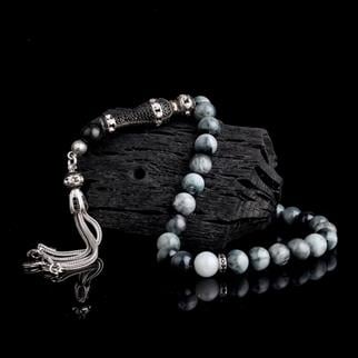 925 Ayar Gümüş Zirkon Set Püsküllü Kaplangözü Taşlı TesbihKaplan Gözü Tesbih