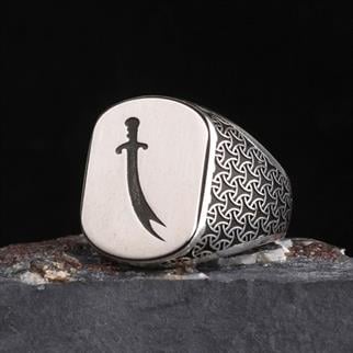 925 Ayar Gümüş Zülfikar Kılıcı Model Erkek YüzükZülfikar Kılıcı Yüzük