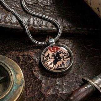 At Sırtında Türk Ordusu Gümüş KolyeAy Yıldız Kolye