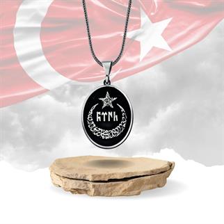 Ay Yıldız İçerisi Göktürkçe Türk Yazılı Gümüş Kolye