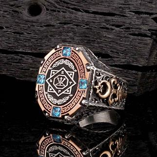 Ay Yıldızlı Oğuz Kağan Mührü Gümüş YüzükOsmanlı Yüzükleri