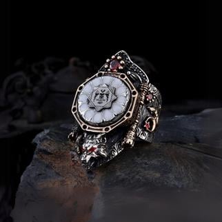 Bozkurt Çift Başlı Kartal Gümüş Zihgir Gümüş YüzükBaşparmak & Zihgir Yüzükleri