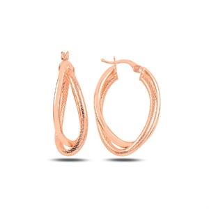 Çift Halka Model Gümüş Küpe Rose