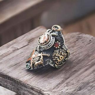 Devlet Ebed Müddet İşlemeli Gümüş Zihgir YüzükBaşparmak & Zihgir Yüzükleri