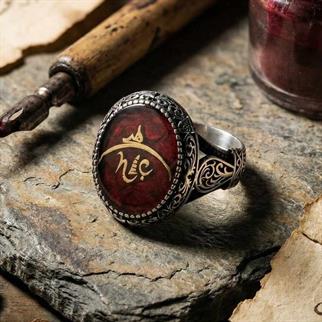 Hiç Yazılı Mineli Gümüş Erkek YüzükHiç Yazılı Yüzük