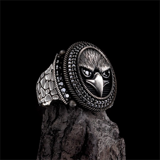 Kartal Model Mikro Zirkon Taşlı Gümüş Yüzük