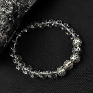 Kişiye Özel Gümüş Harfli Kristal Kuvars Taşı Bileklik