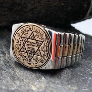 Kordon Görünümlü Süleyman Mührü Gümüş Yüzük