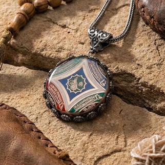 Osmanlı Tuğrası Dualı Gümüş KolyeDualı Kolye