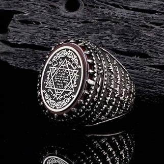 Özel Tasarım Mühr-ü Süleyman Gümüş YüzükSüleyman Mührü Yüzükler