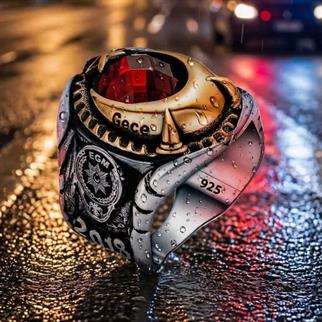 Polis Armalı Taşlı Dönem Devre Gümüş YüzükPolis Yüzükleri