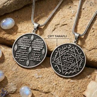 Süleyman Mührü İhlas Nas Felak Kafirun Sureli Gümüş KolyeSüleyman Mührü Kolye