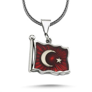 Türk Bayrağımız Gümüş Kolye