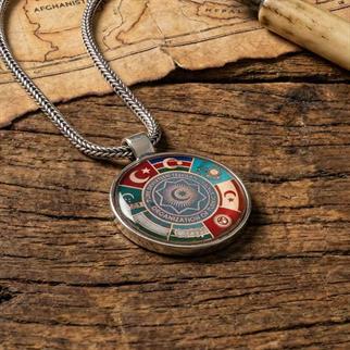 Türk Devletleri Teşkilatı Bayrakları Gümüş KolyeTürk Devletleri Teşkilatı