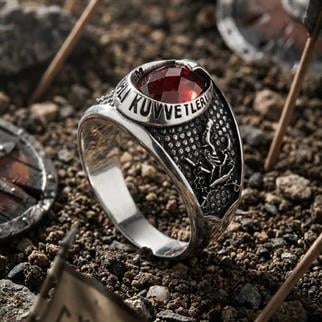 Türk Silahlı Kuvvetleri İşlemeli Gümüş YüzükAsker & Polis Yüzükleri