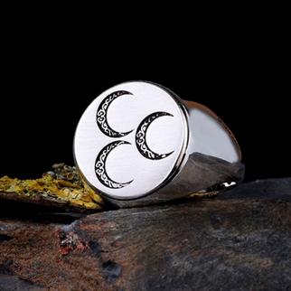 Üç Hilal 925 Ayar Gümüş Erkek YüzükÜç Hilal Yüzük