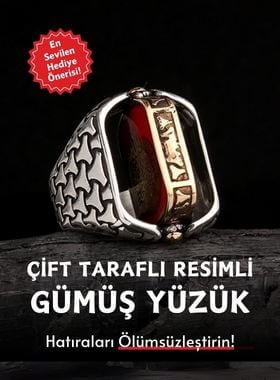 Resimli Çift Taraflı Gümüş Yüzük