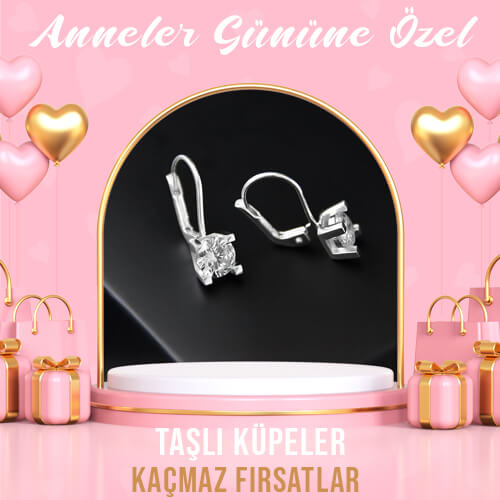 Gümüş Taşlı Küpeler