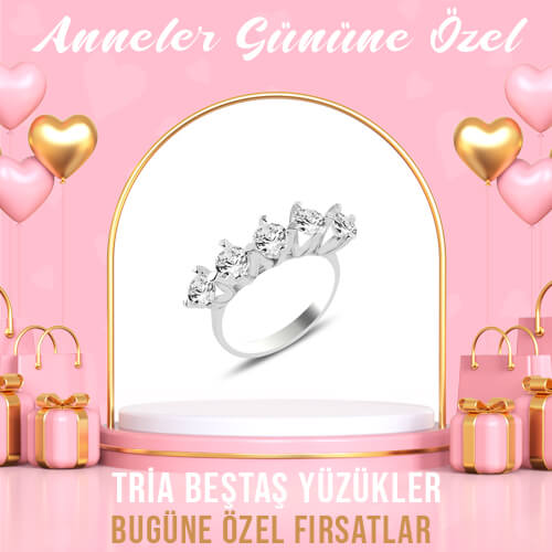 Gümüş Tria Beştaş Yüzükler