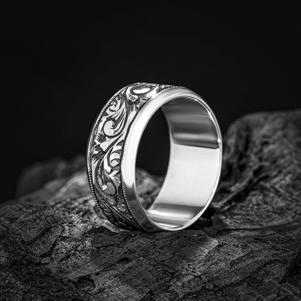925 Sterling 7mm Vintage Wedding Band Silver Ring
