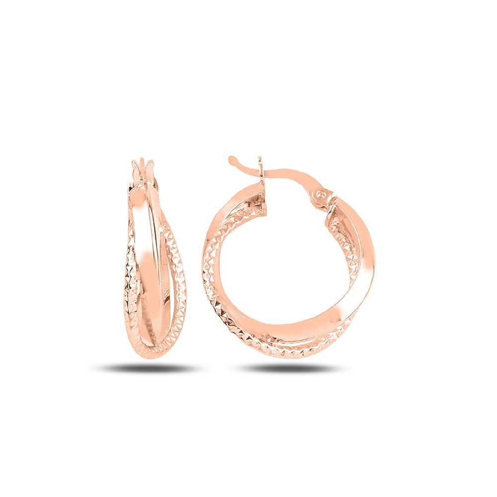 23 Milim Çift Halka Model Bayan Gümüş Küpe Rose