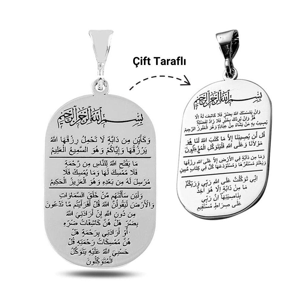 7 Ayet Sıkıntı Gideren Gümüş Kolye UcuKolye Ucu