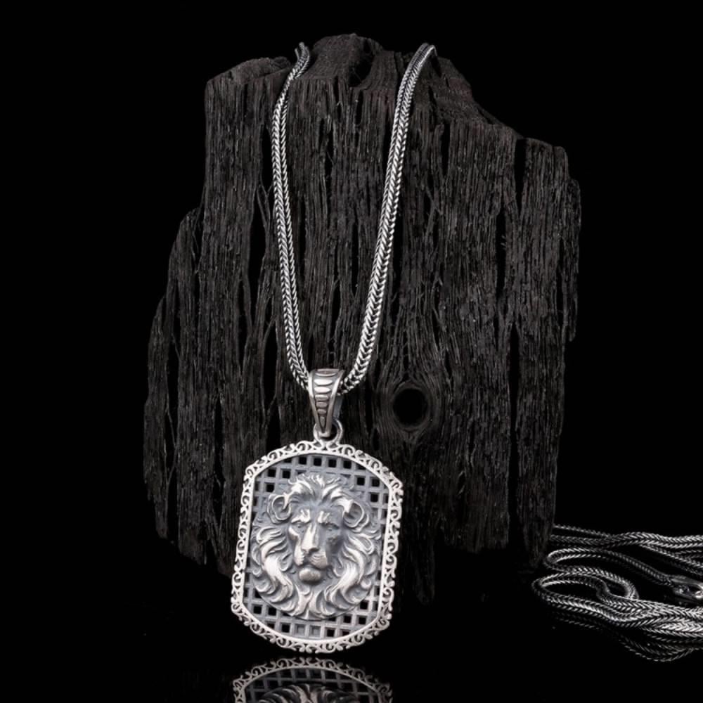 925 Ayar Gümüş Aslan Motifli Unisex KolyeKolye