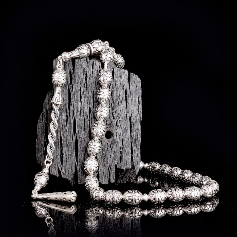 925 Ayar Gümüş Desenli Tesbih